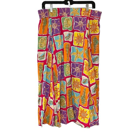 Hairston Roberson Ropa Sea Shell Colorful Beach Print Maxi Skirt Starfish Coast - Picture 2 of 5